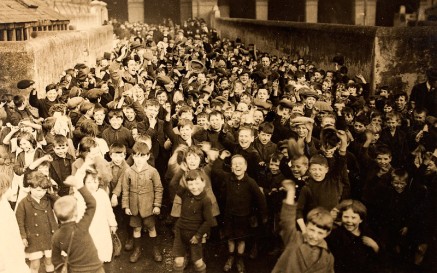 Group of children having a party, Dublin, 1920s at Rutland Street National School.