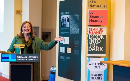 Geraldine Higgins at a podium