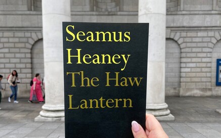 heaney's poetry collection ' the haw lantern' outside the exhibition entrance