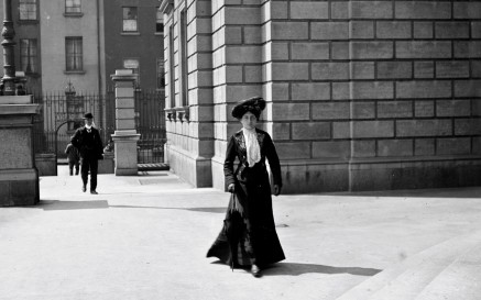 Woman entering the National Library of Ireland, Kildare Street