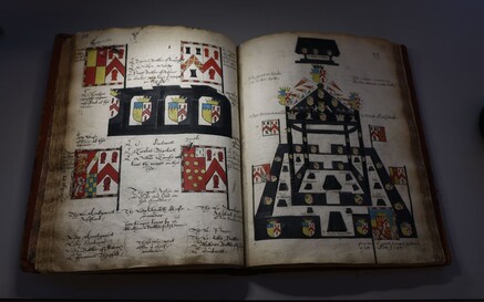 Heraldic book in dark lighting