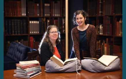Nora Thornton and Joanne Carroll with recipes from the 18th and 19th centuries at the National Library of Ireland. Photograph: Dara Mac Dónaill 