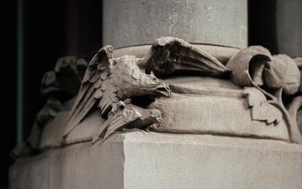 Stone sculptures on the NLI building