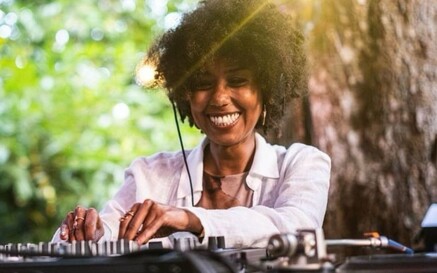 Woman DJing