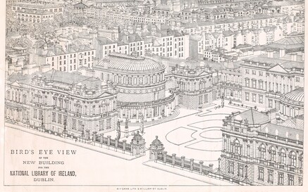 National Library of Ireland architect's drawing; NLI bird's-eye view | PD AD 3577_LBR 7279