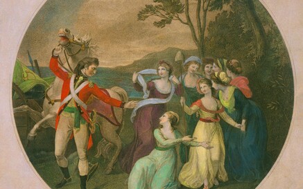 "An Irish Volunteer taking Liberty under his protection;" Jean Marie Delatre, engraver & Thomas Stothard. 1786. NLI Call Number: PD C29.