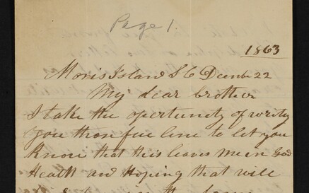 Letter from Neal McMonagle, Morris Island [South Carolina], to his brother Cornelius McMonagle