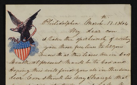 Handwritten letter with black trim