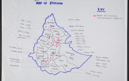 A map of charity projects in Ethiopia
