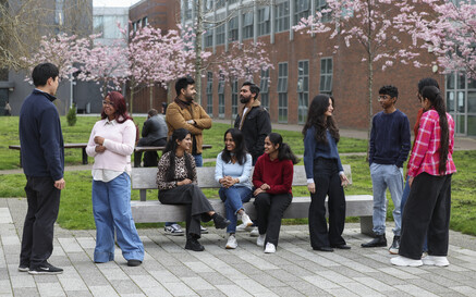 Group of students on DCU campus