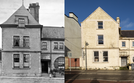two buildings - then and now