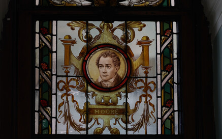Stained glass window of Thomas Moore at the NLI