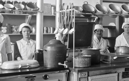 Cooking Ranges at Majestic Hotel, Tramore, with staff of four.